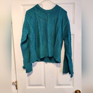 Marled Teal Cowl Neck Sweater